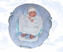 Load image into Gallery viewer, Blue Bamboo Sack Gown &amp; Cap
