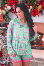 Load image into Gallery viewer, PREORDER Decked in Ornaments Ruffle Pajama Set
