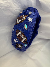 Load image into Gallery viewer, Blue Sequin Football Headband
