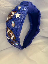 Load image into Gallery viewer, Blue Sequin Football Headband
