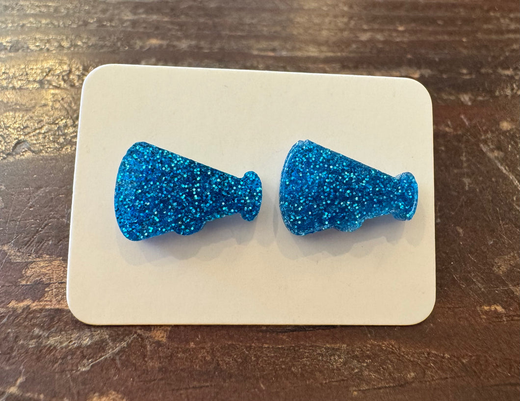 Blue Acrylic Megaphone Earrings