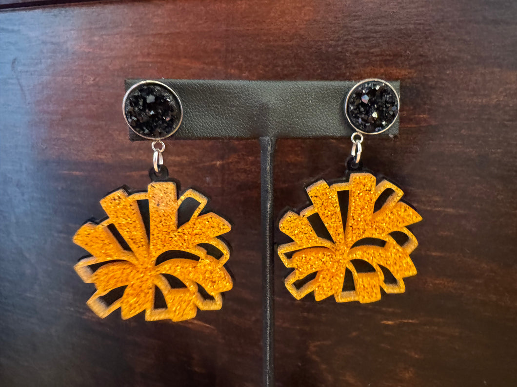 Orange Pom Pom Dangles