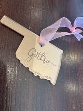 Load image into Gallery viewer, Rose Gold Mirrored Guthrie OK Ornament
