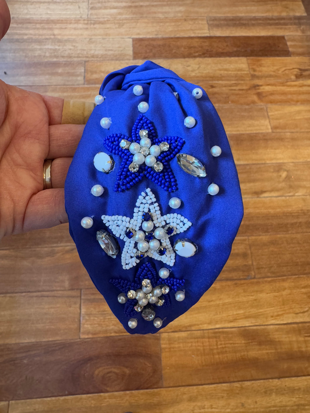 Blue and White Star Headband