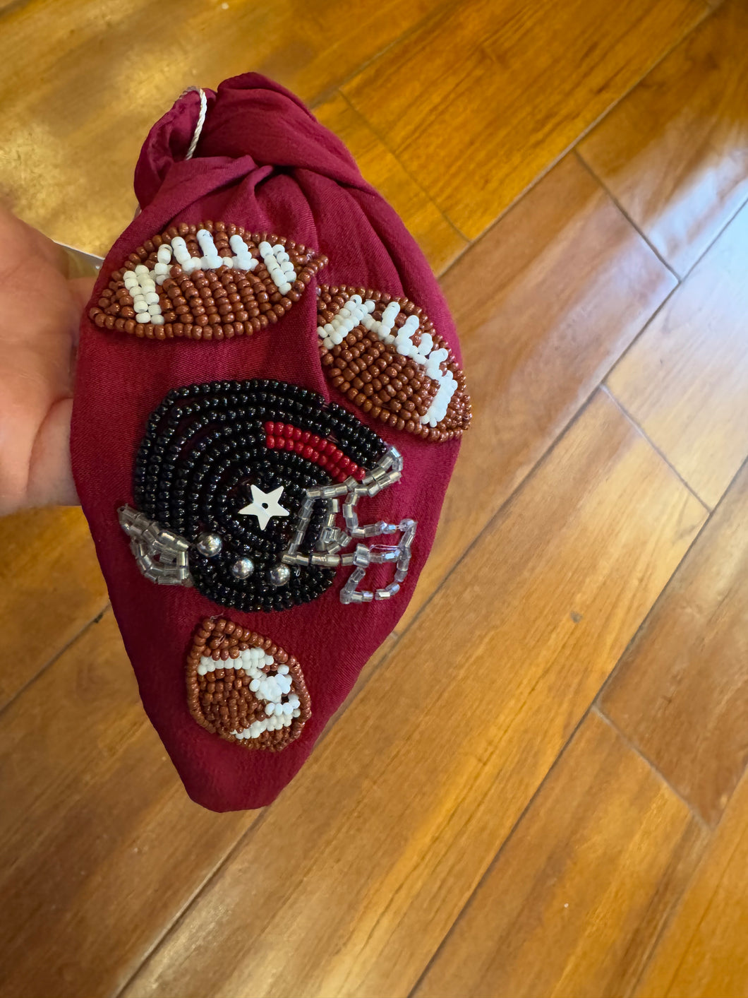 Burgundy and Black Football Headband