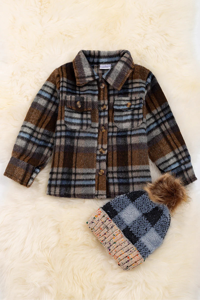 Brown & Blue Plaid Shacket