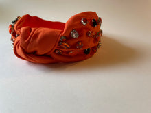 Load image into Gallery viewer, Orange Headband with Orange &amp; Black Jewels
