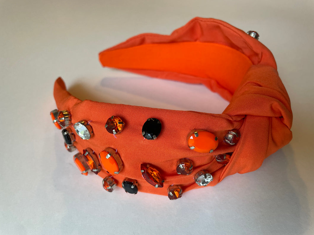 Orange Headband with Orange & Black Jewels