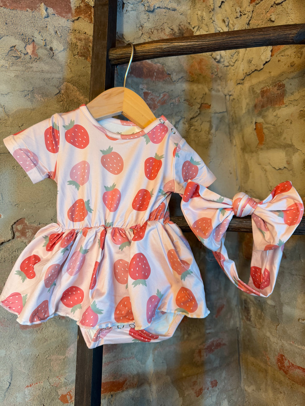 Strawberry Twirl Romper Set