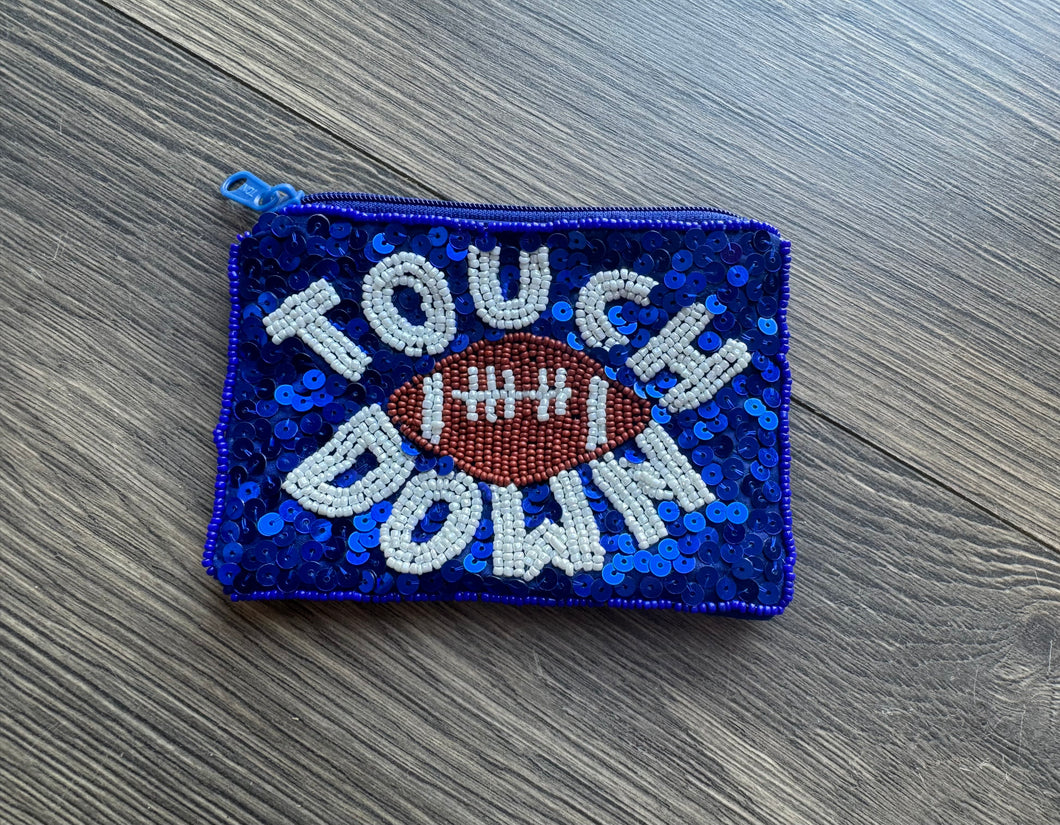 Blue Touchdown Coin Purse