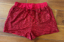 Load image into Gallery viewer, Sequin Drawstring Shorts - Red
