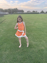 Load image into Gallery viewer, Orange/White Scallop Skort Set

