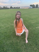 Load image into Gallery viewer, Orange/White Scallop Skort Set
