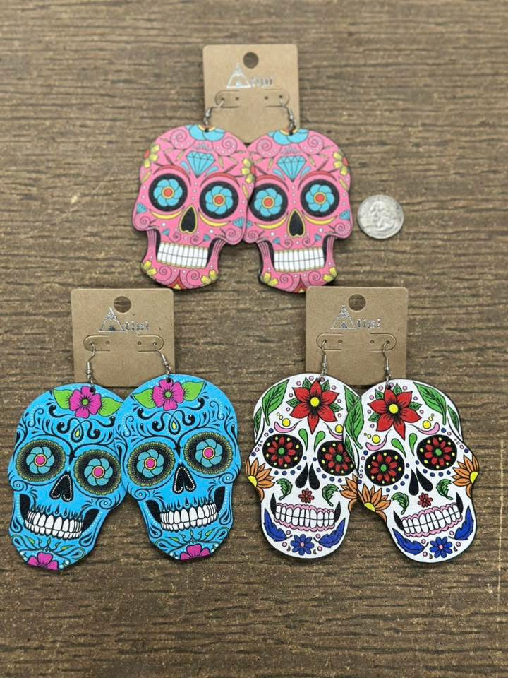Huge Sugar Skull Earrings
