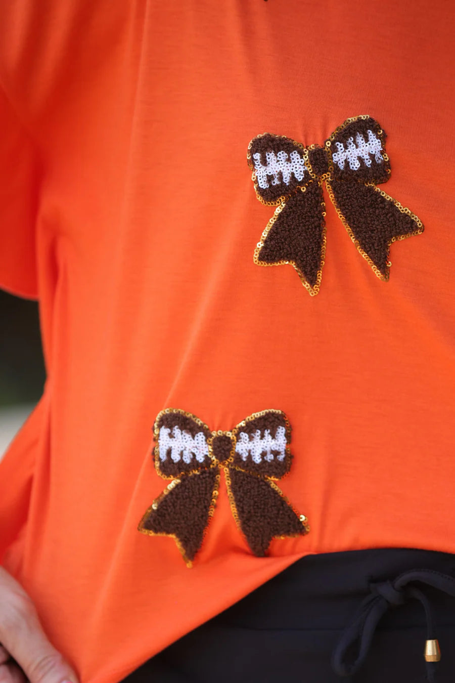 Sideline Sparkle Ruffle Top - Orange