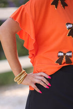 Load image into Gallery viewer, Sideline Sparkle Ruffle Top - Orange
