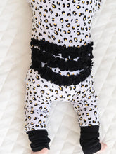 Load image into Gallery viewer, Allie Leopard Bamboo Ruffle Zipper Footie
