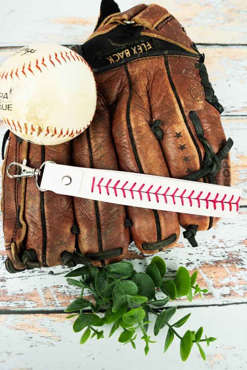 Baseball Stitched Wristlet Keychain