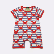 Load image into Gallery viewer, Blue Stripe Crab Romper
