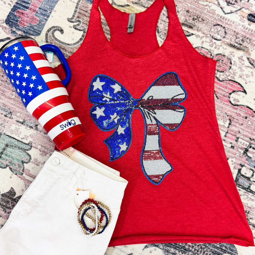 Flag Bow Sequin Tank