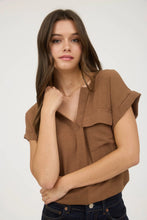 Load image into Gallery viewer, Brown Split Neck Top
