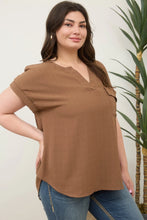 Load image into Gallery viewer, Brown Split Neck Top
