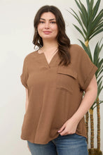Load image into Gallery viewer, Brown Split Neck Top
