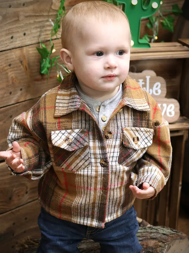 Brown Plaid Button Up Shirt