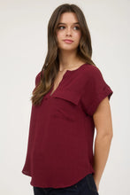 Load image into Gallery viewer, Burgundy Split Neck Top
