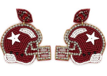 Load image into Gallery viewer, Burgundy Football Helmet Earrings
