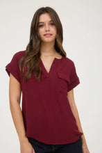 Load image into Gallery viewer, Burgundy Split Neck Top
