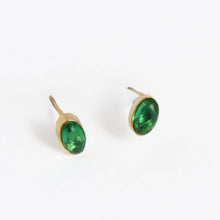 Load image into Gallery viewer, Oval Gem Cubic Zirconia 18K Gold Stud
