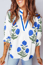Load image into Gallery viewer, Floral V Neck 3/4 Sleeve Blouse
