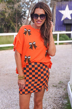 Load image into Gallery viewer, Checkerboard Mini Skirt Orange/Black
