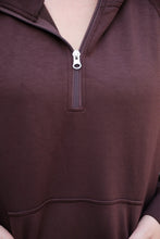 Load image into Gallery viewer, Mocha Kayla Luxe Hooded Quarter Zip
