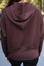Load image into Gallery viewer, Mocha Kayla Luxe Hooded Quarter Zip
