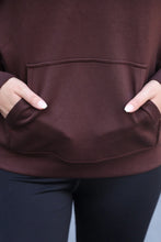 Load image into Gallery viewer, Mocha Kayla Luxe Hooded Quarter Zip
