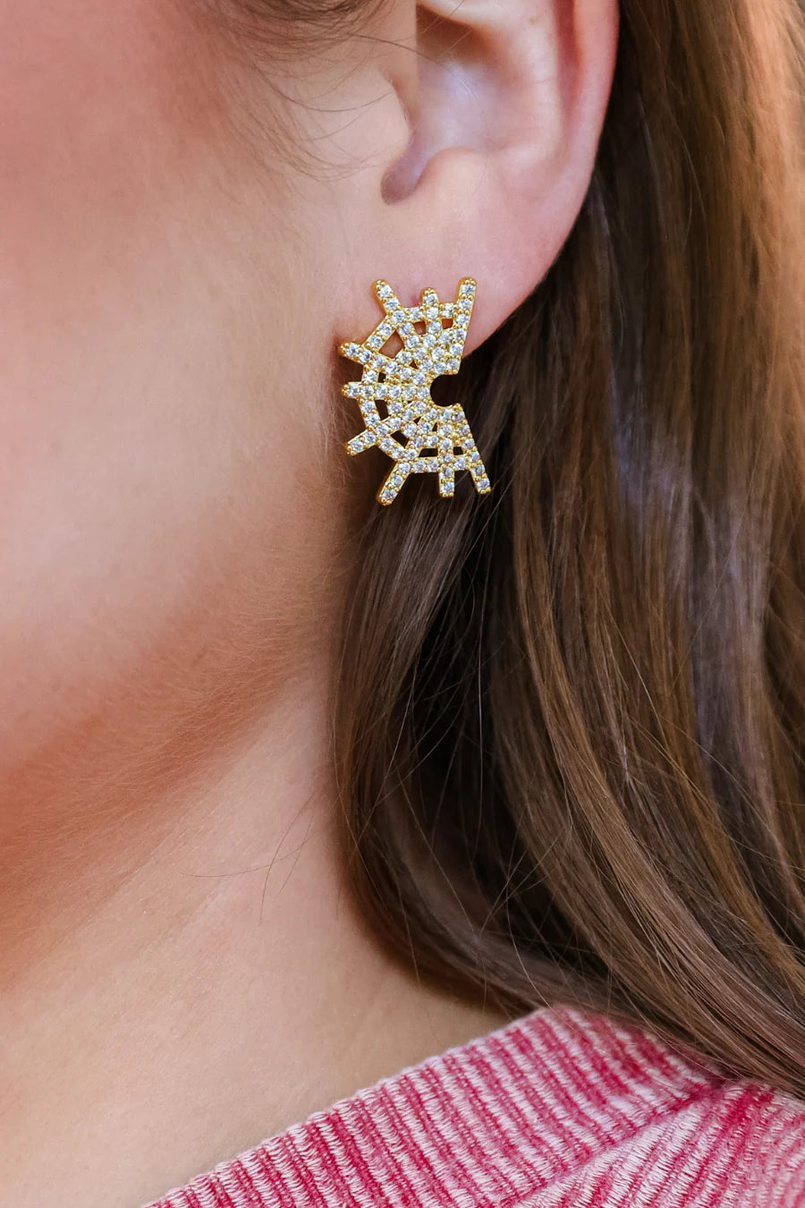 Rhinestone Cobweb Earring
