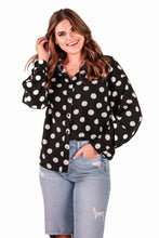 Load image into Gallery viewer, Darling Dot Button up Top
