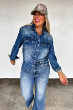 Load image into Gallery viewer, Dolly Denim Top with Pearls
