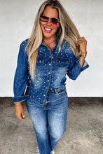 Load image into Gallery viewer, Dolly Denim Top with Pearls
