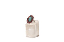 Load image into Gallery viewer, 1" Elongated Turquoise and Red Ring
