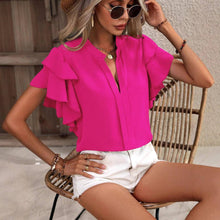 Load image into Gallery viewer, V-Neck Lotus Leaf Sleeve Top
