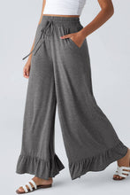 Load image into Gallery viewer, Gray Wide Leg Ruffle Pants
