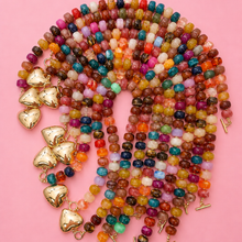Load image into Gallery viewer, MULTI BEADED HEART CHARM TOGGLE NECKLACE
