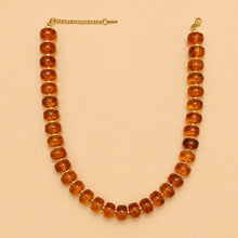 Load image into Gallery viewer, Chunky Amber-Tone Barrel Bead Necklace
