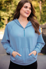 Load image into Gallery viewer, Blue Kayla Luxe Hooded Quarter Zip
