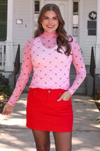 Load image into Gallery viewer, Keigan Mesh Top - Pink Heartlines
