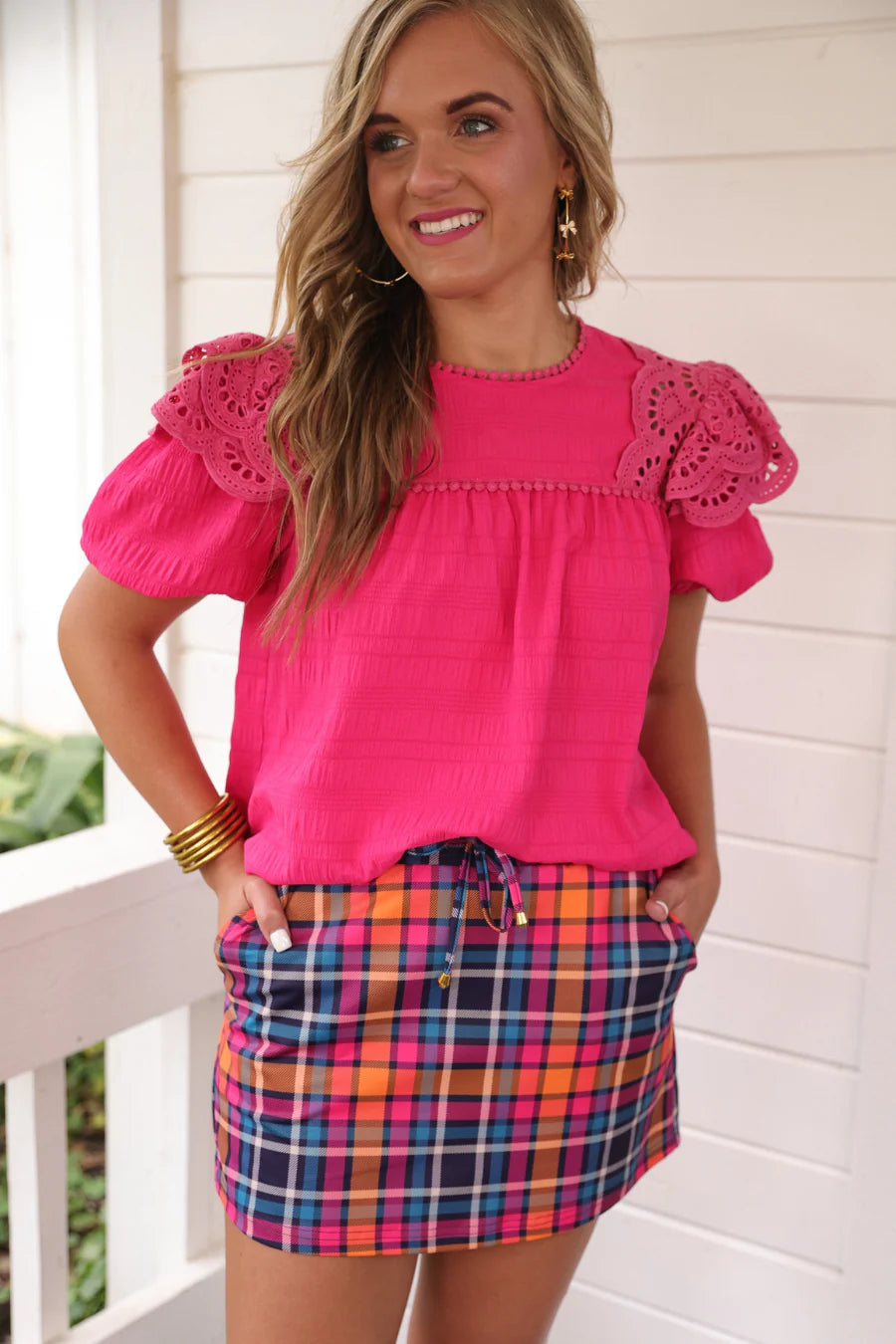 Kimber Eyelet Top - Pink