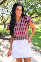 Load image into Gallery viewer, Maroon Layla Flutter Sleeve Blouse
